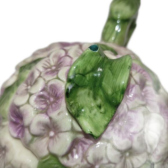 Vintage Lavender Purple Hydrangea Majolica Teapot - Picture 8 of 8